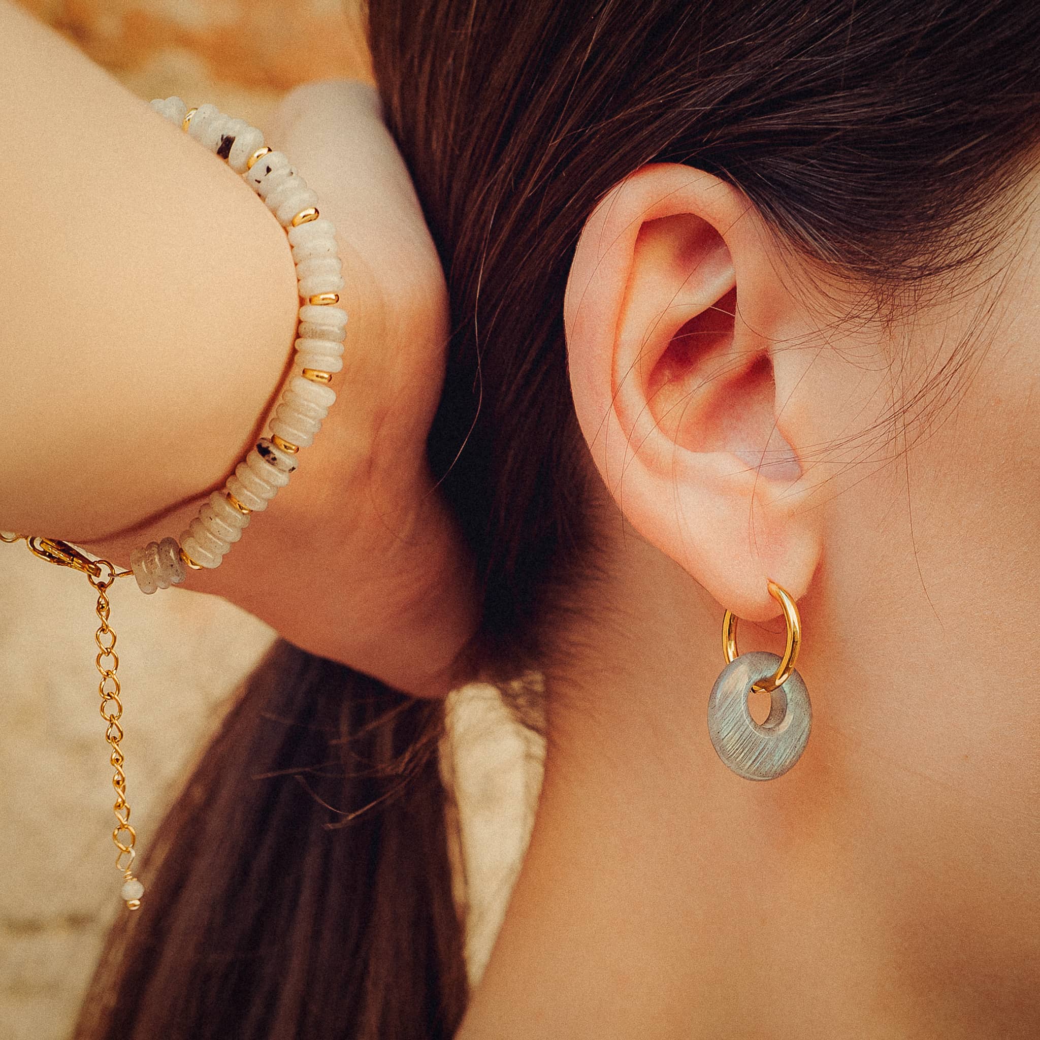 Boucles d'oreilles Blima en pierres Labradorite - SLOYA